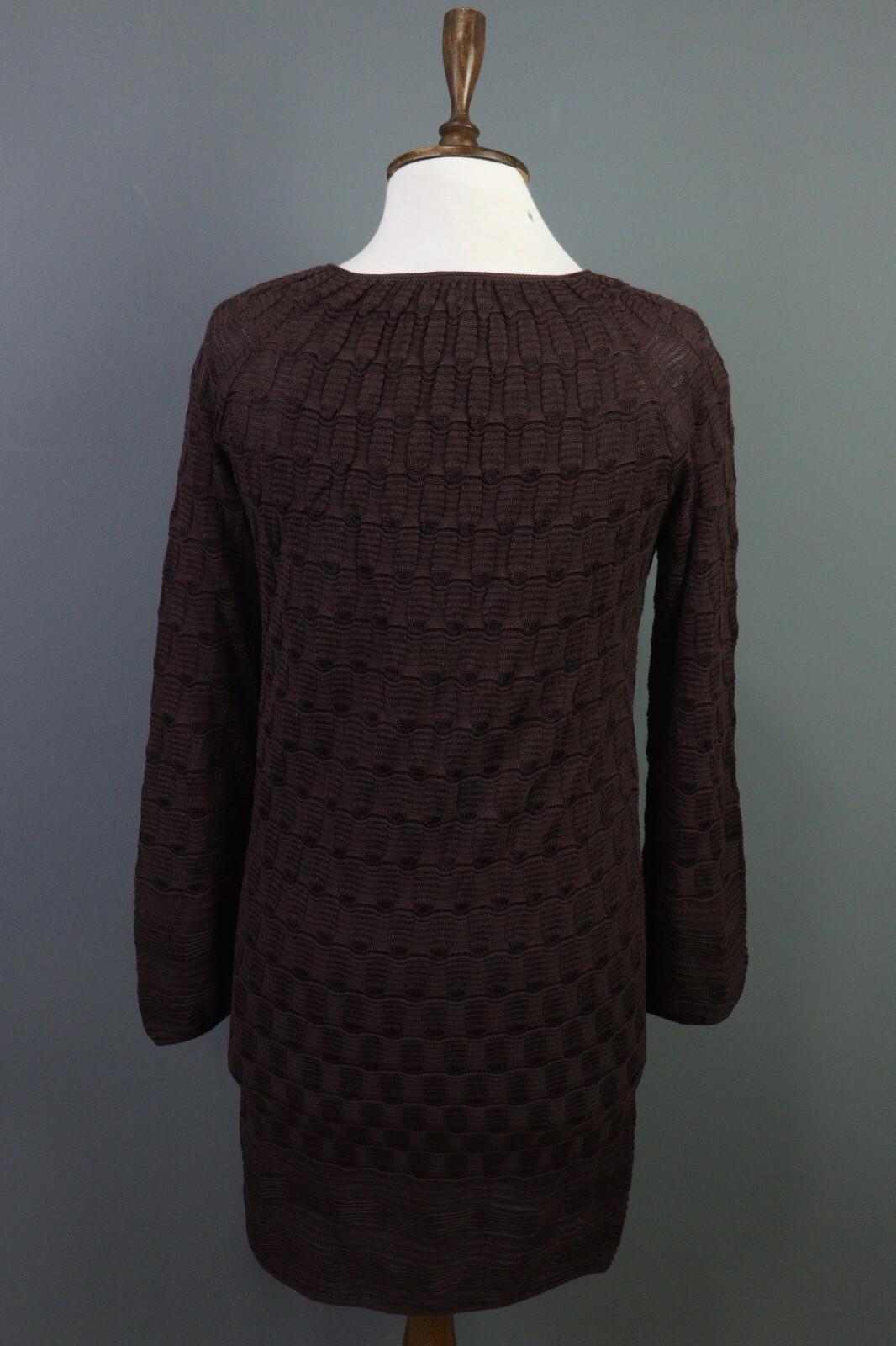 MISSONI Brown Wool Knit A-Line Stretch Sweater Knee Length Dress