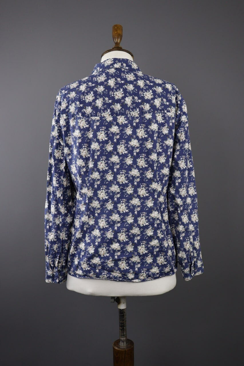 Laura Ashleyn Blue Floral Long Sleeve Blouse Shirt – Size 10