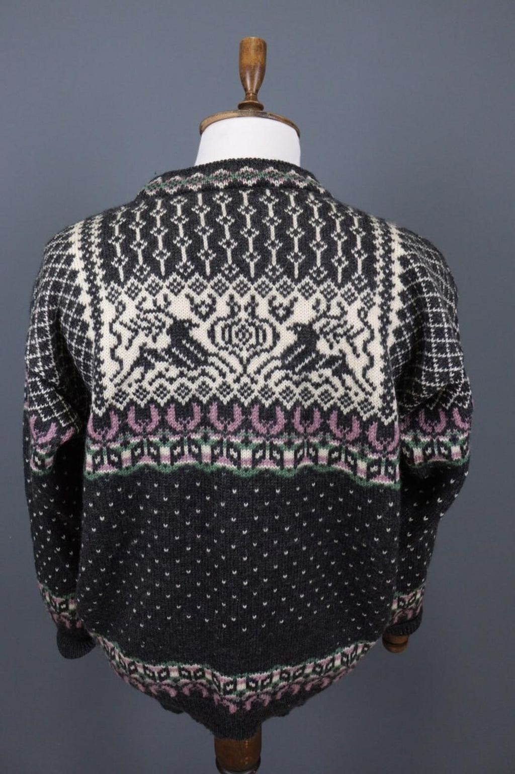 DALE OF NORWAY Black Deer Fair Isle Wool Knit Ski Sweater – Size XXL / 2XL