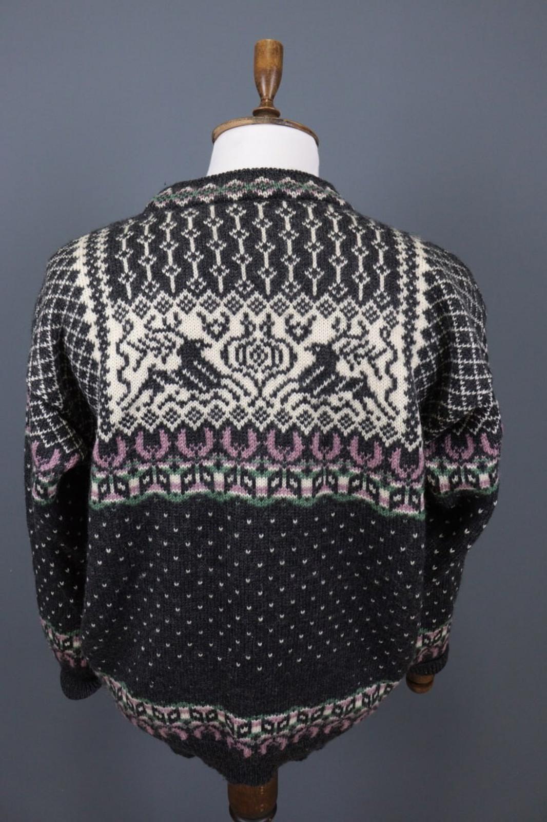 DALE OF NORWAY Black Deer Fair Isle Wool Knit Ski Sweater – Size XXL / 2XL