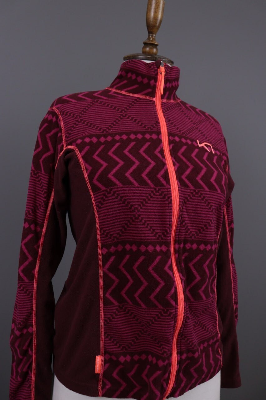 Kari Traa Purple Geometric Striped Full Zip Fleece Jacket – Size L