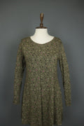 GUDRUN SJODEN Multicolor Palm Leaf Modal Long Sleeve Pullover Sheath Dress Sz S