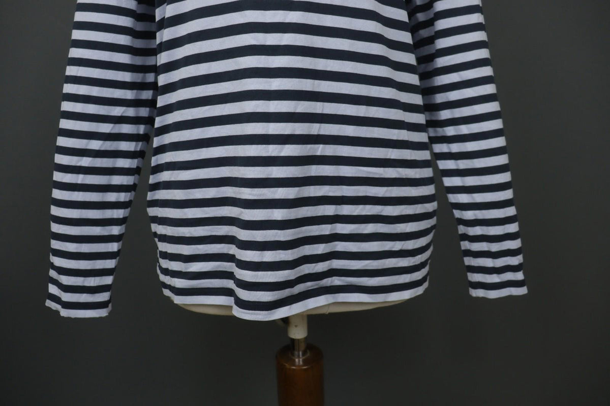 MARIMEKKO PITKAHIHA Navy Blue Striped Long Sleeve Round Neck Pullover Blouse Top