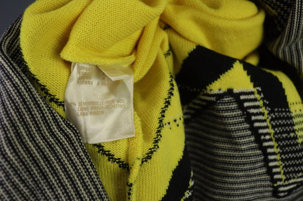 ESCADA Yellow Wool Long Sleeve A-Line Geometric Shift Midi Dress – Size 38