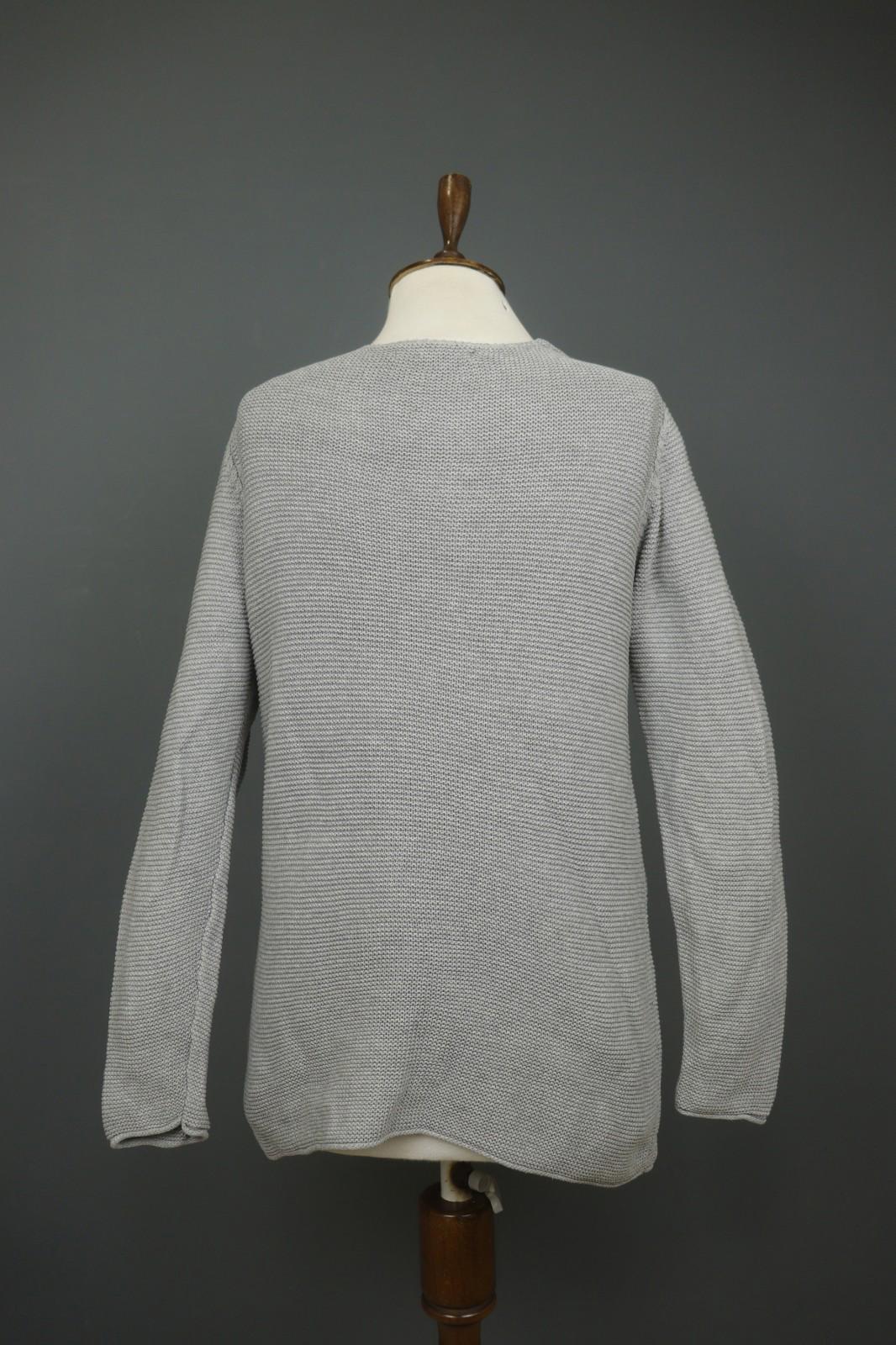 GUDRUN SJODEN Gray 100% Cotton Long Sleeve Round Neck Pullover Sweater – Size S