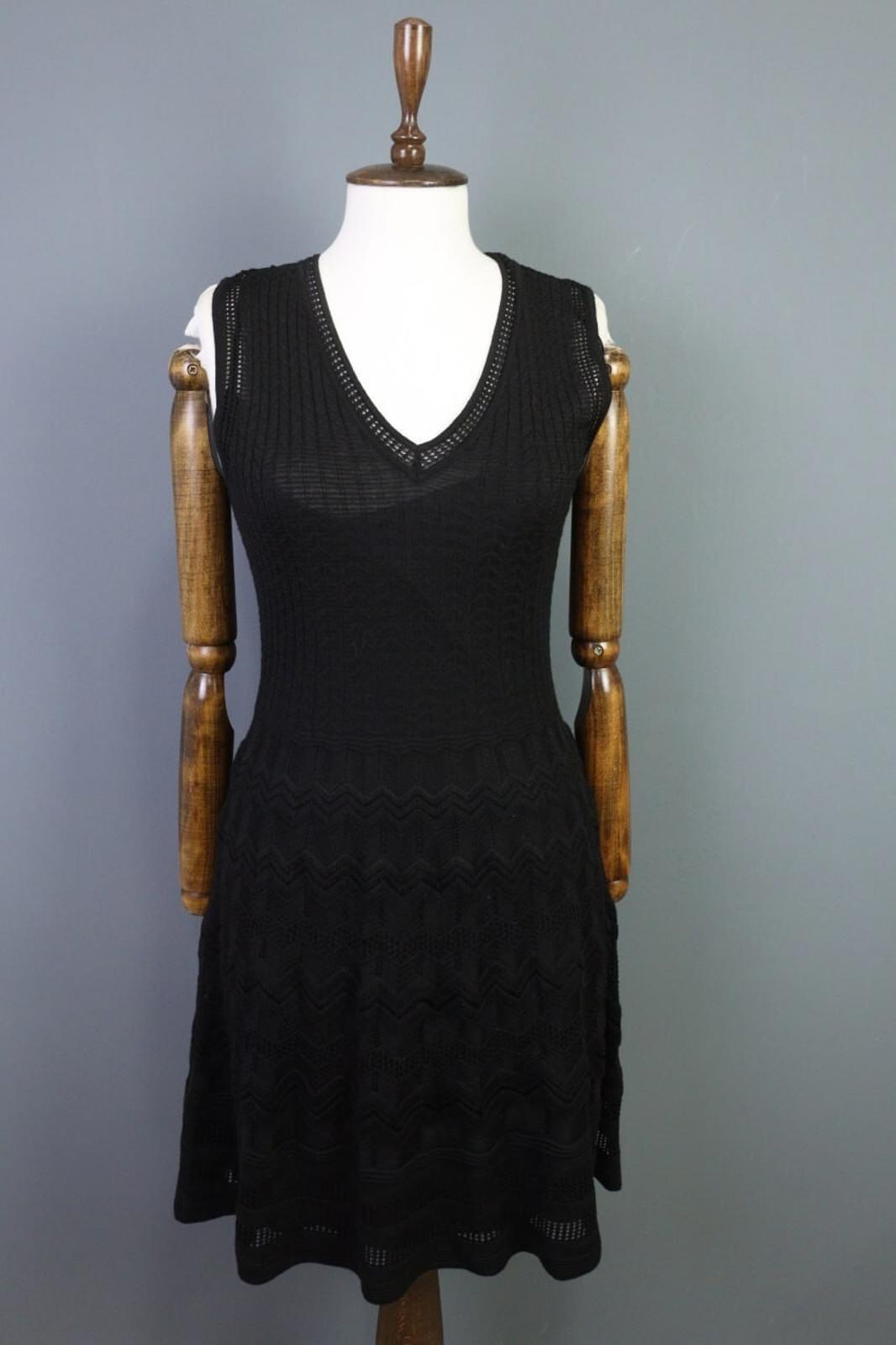 MISSONI Black Long Sleeve V-Neck A-Line Bodycon Dress – Size 44