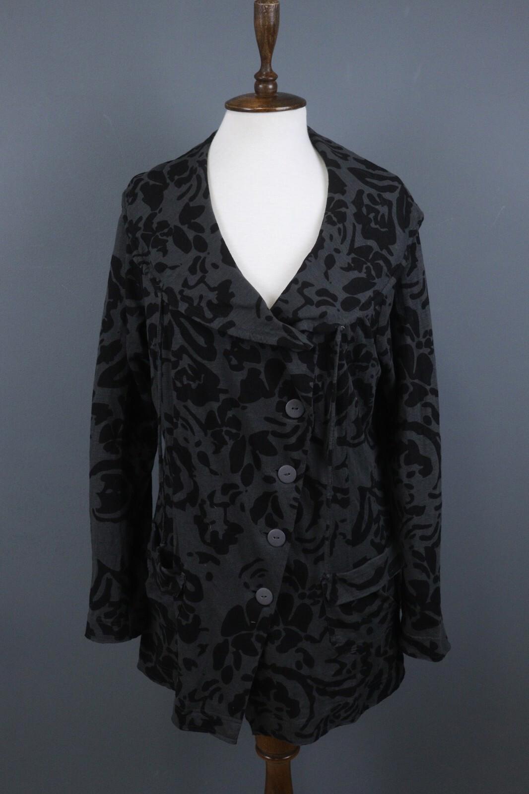 TOAST Black Gray Geometric Pattern Wool Tweed Button Front Blazer Jacket Sz M/L