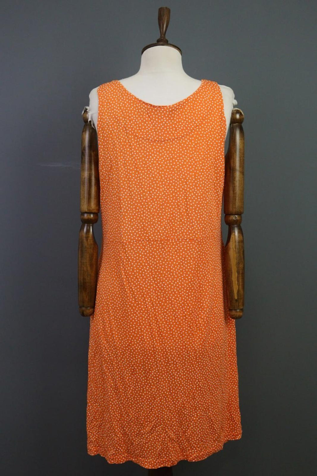 GUDRUN SJODEN Orange Dotted Oversized Sleeveless A-Line Shirt Dress – Size L