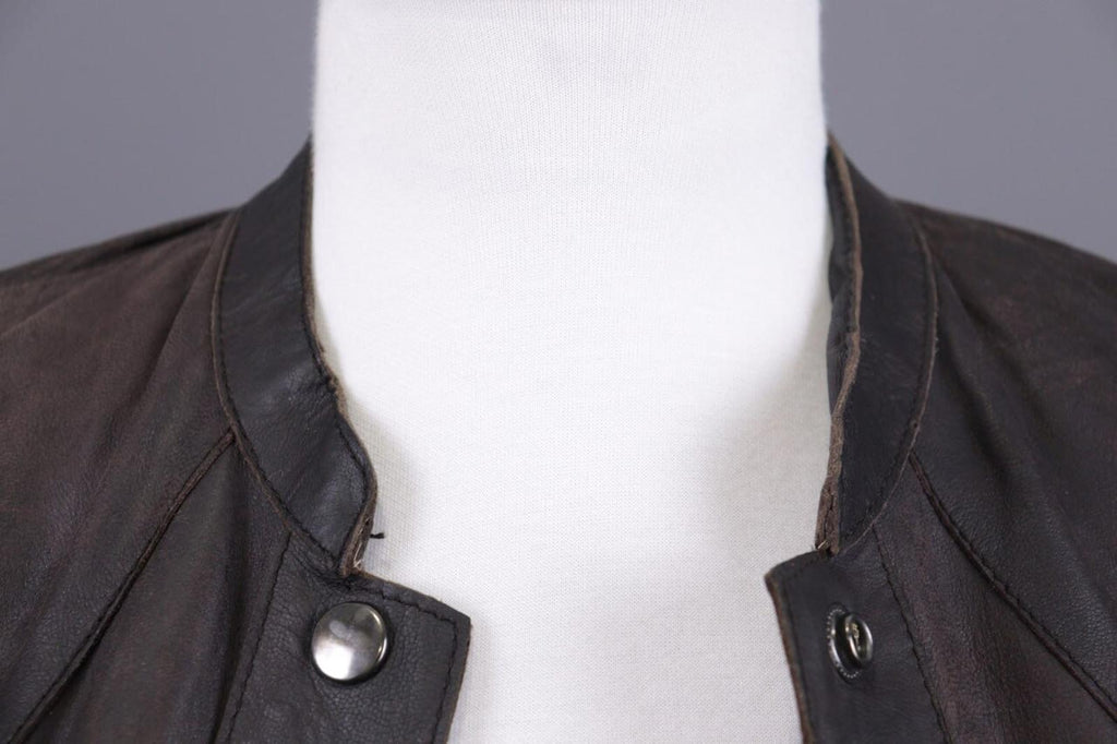 ALLSAINTS Brown Snap Leather Biker Jacket – Size XS