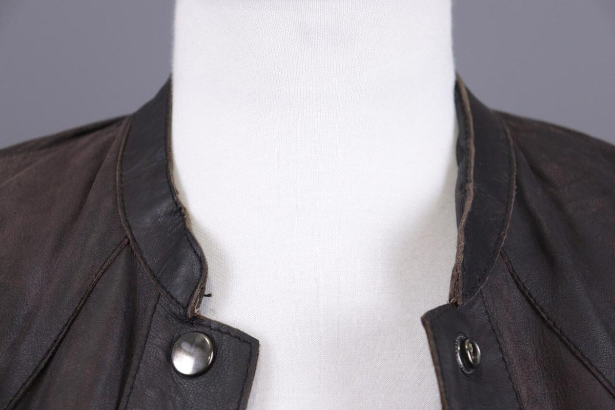 ALLSAINTS Brown Snap Leather Biker Jacket – Size XS