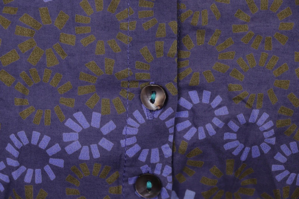 GUDRUN SJÖDEN Multi Flower Cotton Long Sleeve Button Front Tunic Shirt Top Sz S