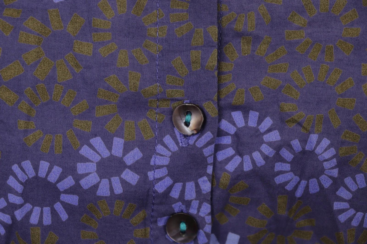 GUDRUN SJÖDEN Multi Flower Cotton Long Sleeve Button Front Tunic Shirt Top Sz S
