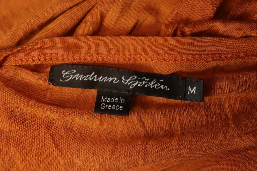 GUDRUN SJODEN Orange Modal Stretch Slim Fit Long Sleeve Pullover Blouse Top Sz M