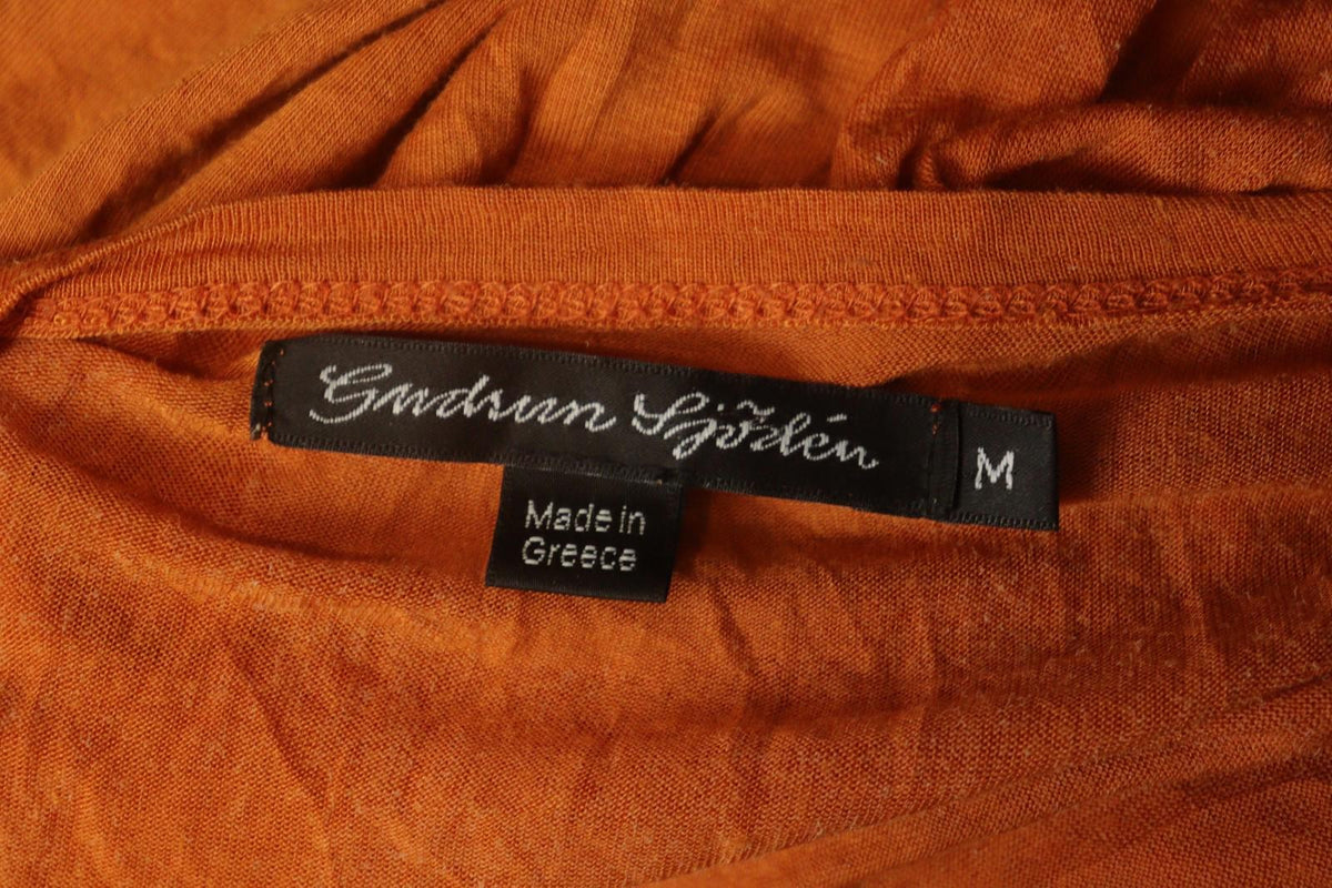 GUDRUN SJODEN Orange Modal Stretch Slim Fit Long Sleeve Pullover Blouse Top Sz M
