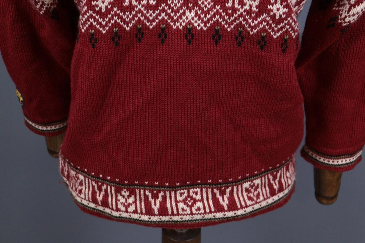 DALE OF NORWAY Sport Red Fair Isle 1/4 Zip Insulated Knit Ski Sweater Sz XS