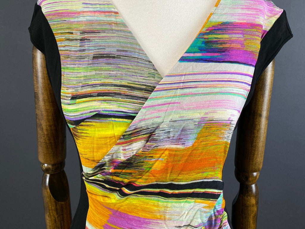 Escada Manresa Multicolor Short Sleeve Bodycon Midi Dress – Size EU 34