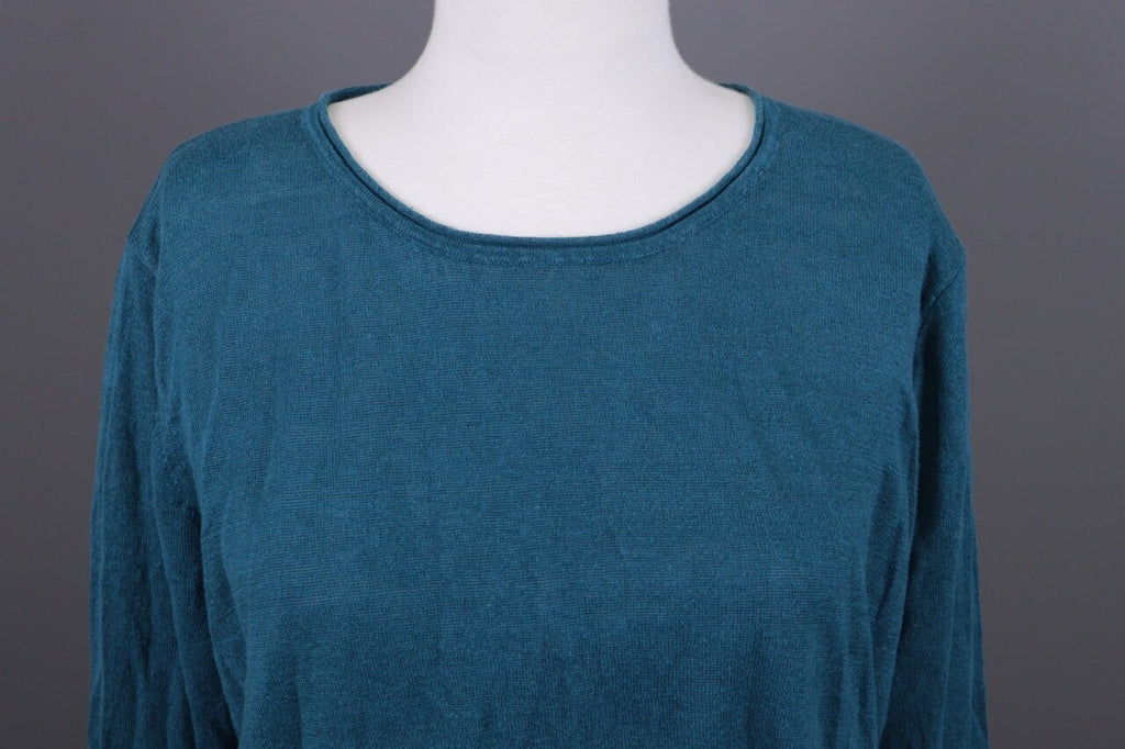 Gudrun Sjoden Blue Linen Lagenlook Long Sleeve Relaxed A-Line Dress – Size L