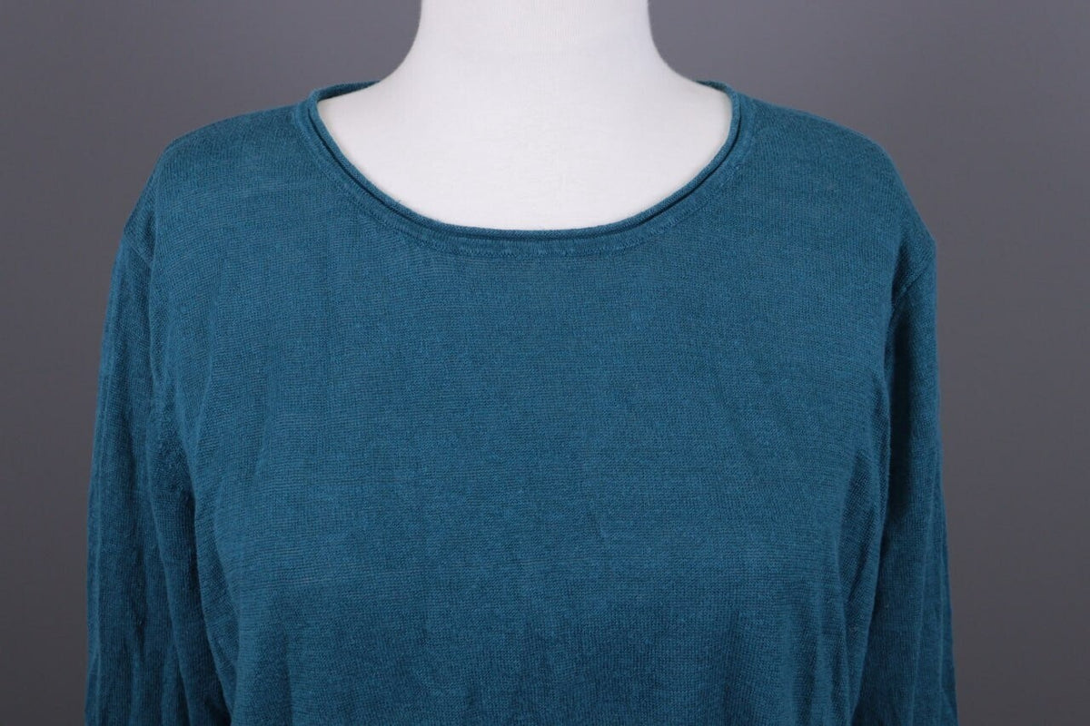Gudrun Sjoden Blue Linen Lagenlook Long Sleeve Relaxed A-Line Dress – Size L