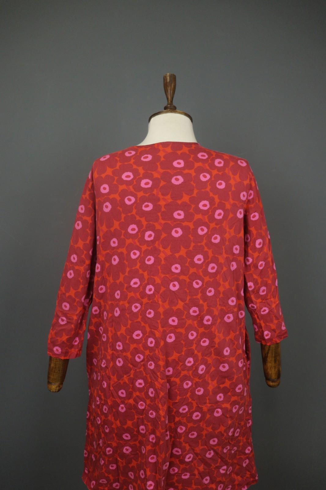 MARIMEKKO Aretta Unikko Multi Floral 3/4 Sleeve Round Neck Sheath Dress – Size M