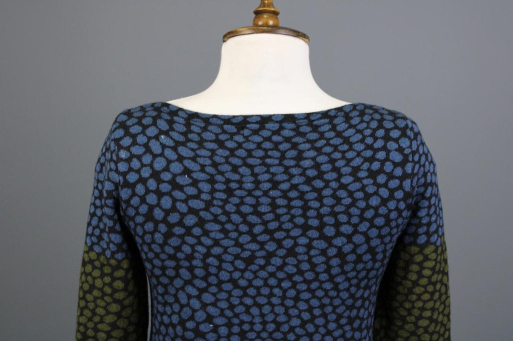 OLEANA ESPELAND Multicolor Printed Silk Wool Knit Tunic Pullover Sweater – Size XS