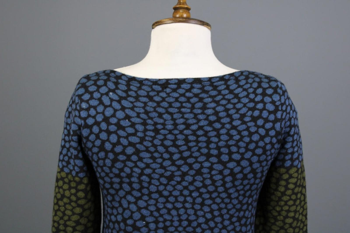 OLEANA ESPELAND Multicolor Printed Silk Wool Knit Tunic Pullover Sweater – Size XS