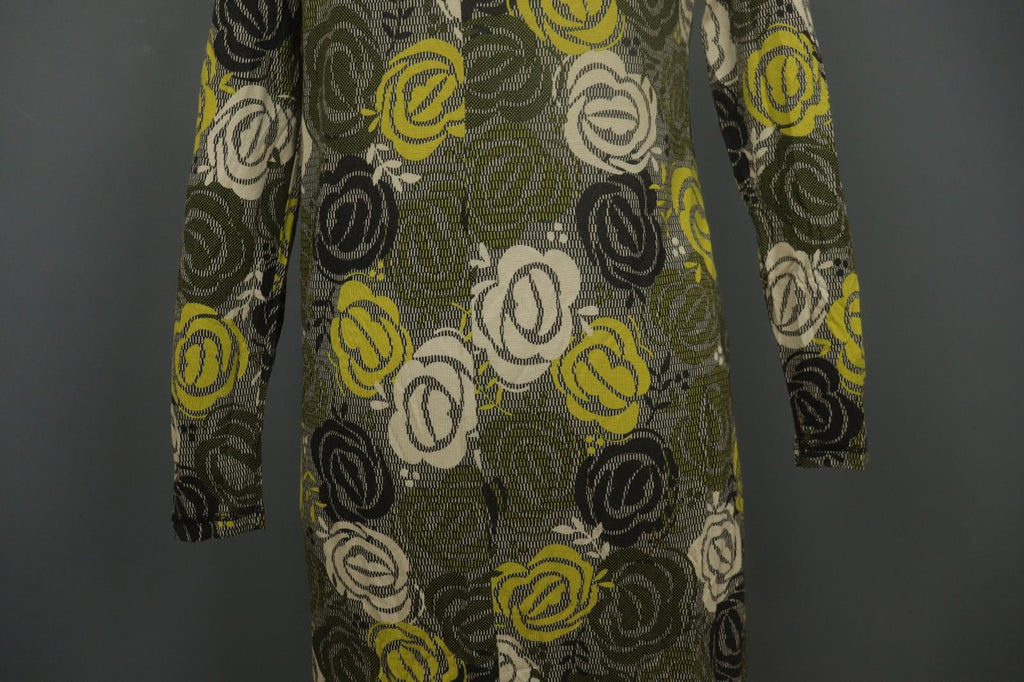 GUDRUN SJODEN Multicolor Floral Print Round Neck Long Sleeve Sheath Dress – Size M