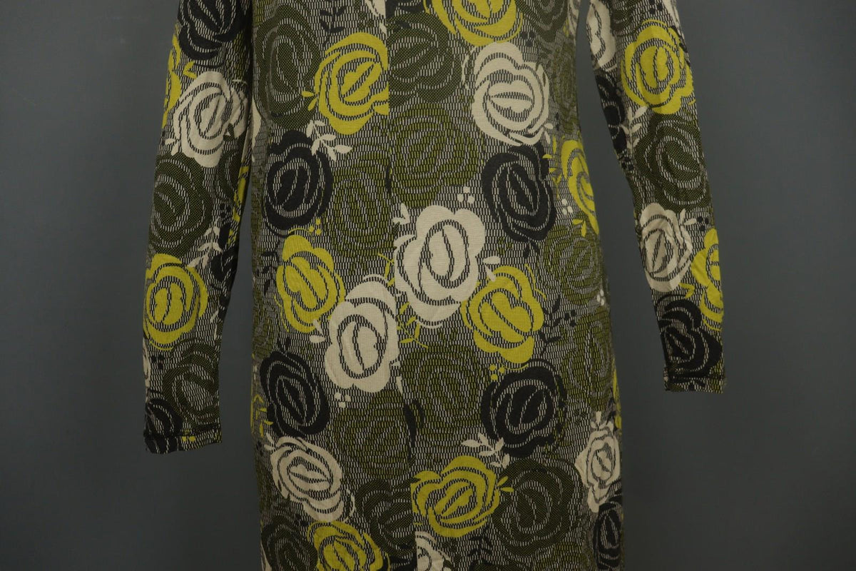 GUDRUN SJODEN Multicolor Floral Print Round Neck Long Sleeve Sheath Dress – Size M