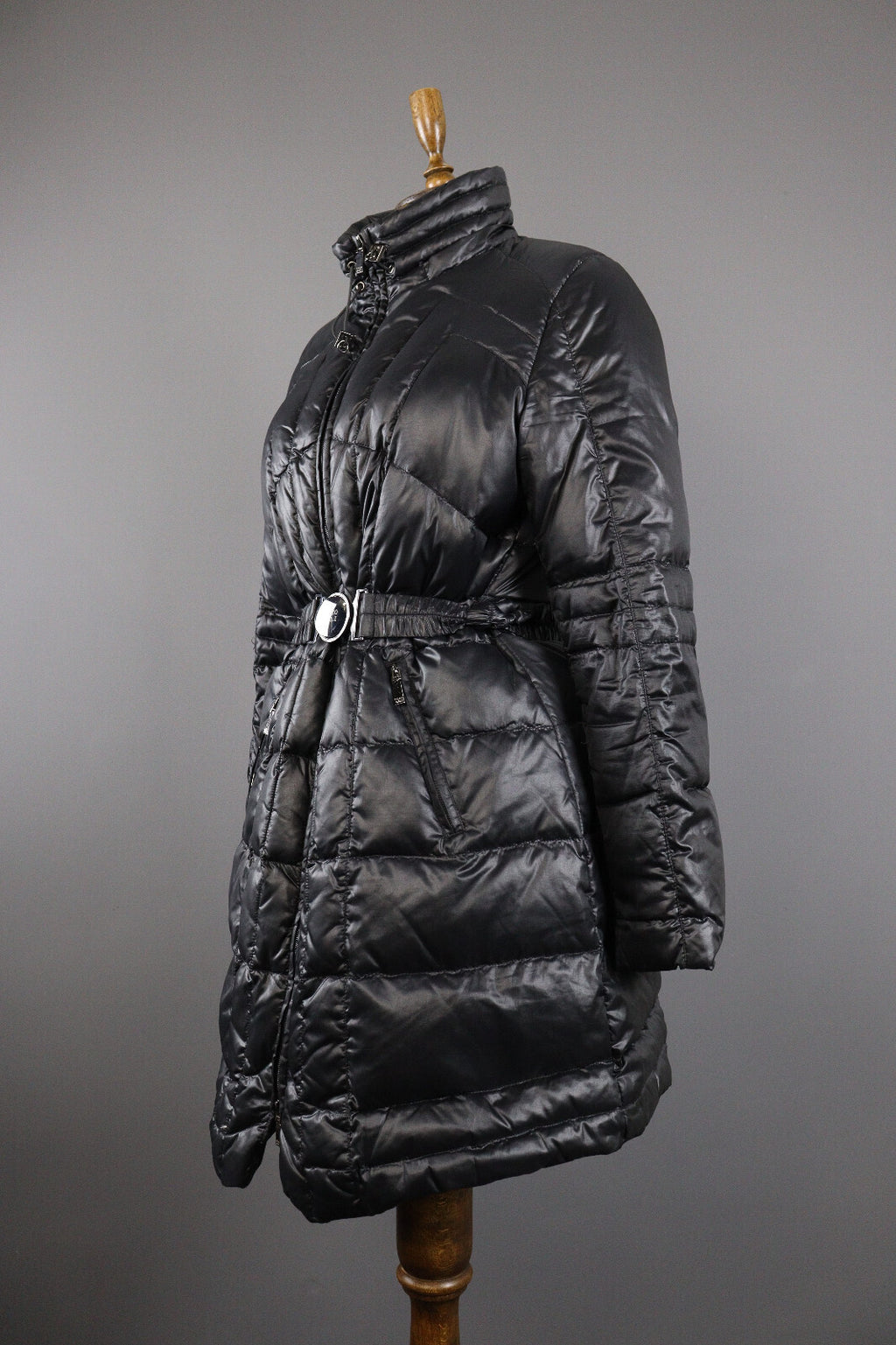 Romeo Gigli Full Zip Quilted Belted Puffer Down Overcoat Jacket – Women's L