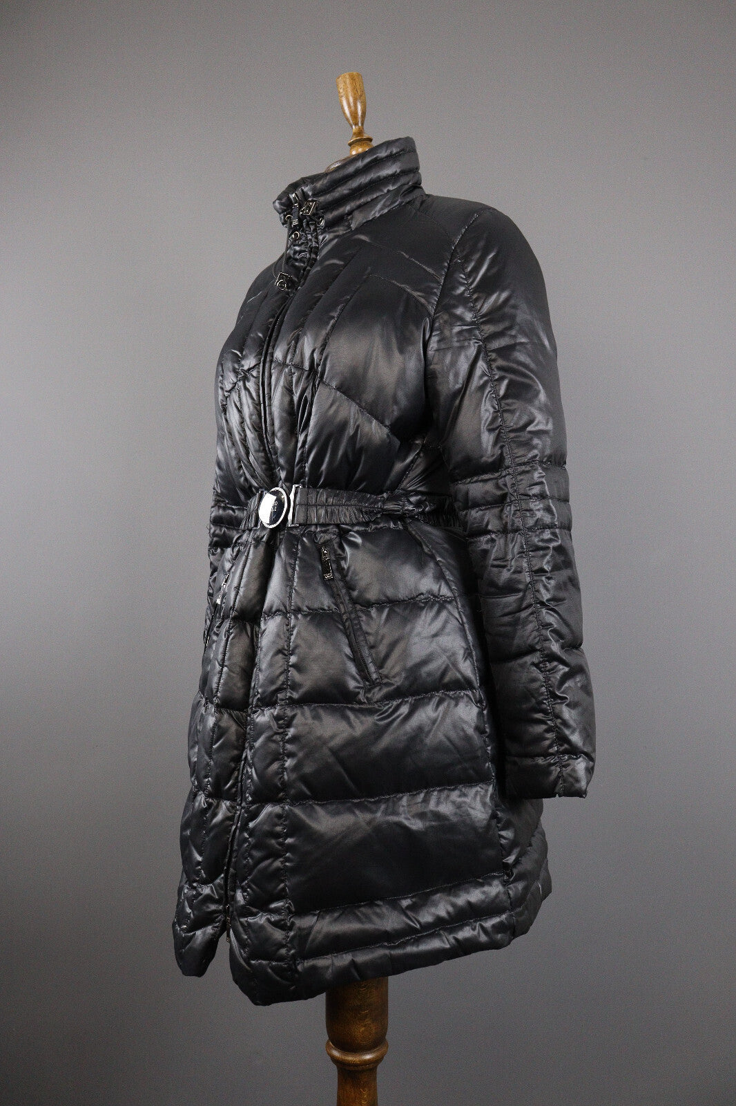 Romeo Gigli Full Zip Quilted Belted Puffer Down Overcoat Jacket – Women's L