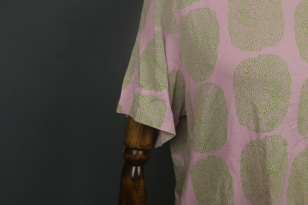 MARIMEKKO Pink Green Polka Dot Short Sleeve Round Neck Pullover Knit Top M/L