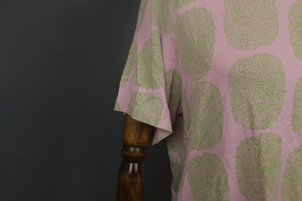 MARIMEKKO Pink Green Polka Dot Short Sleeve Round Neck Pullover Knit Top M/L