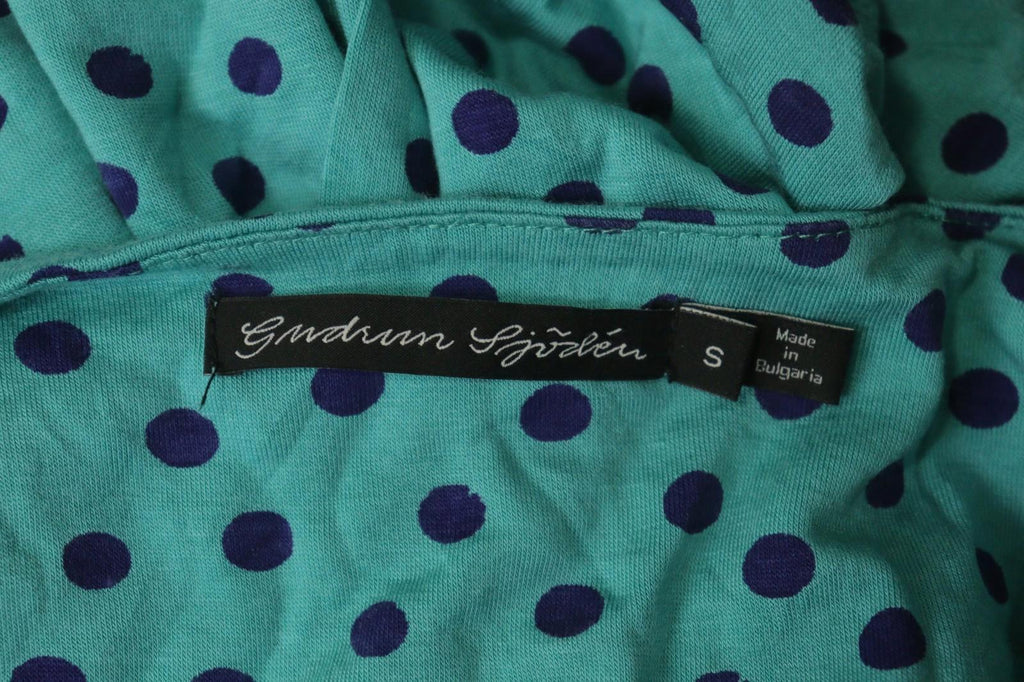 GUDRUN SJODEN Green Blue Polka Dot Round Neck Long Sleeve Tunic Dress – Size S