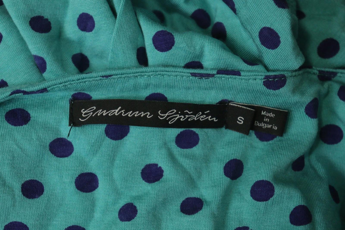 GUDRUN SJODEN Green Blue Polka Dot Round Neck Long Sleeve Tunic Dress – Size S
