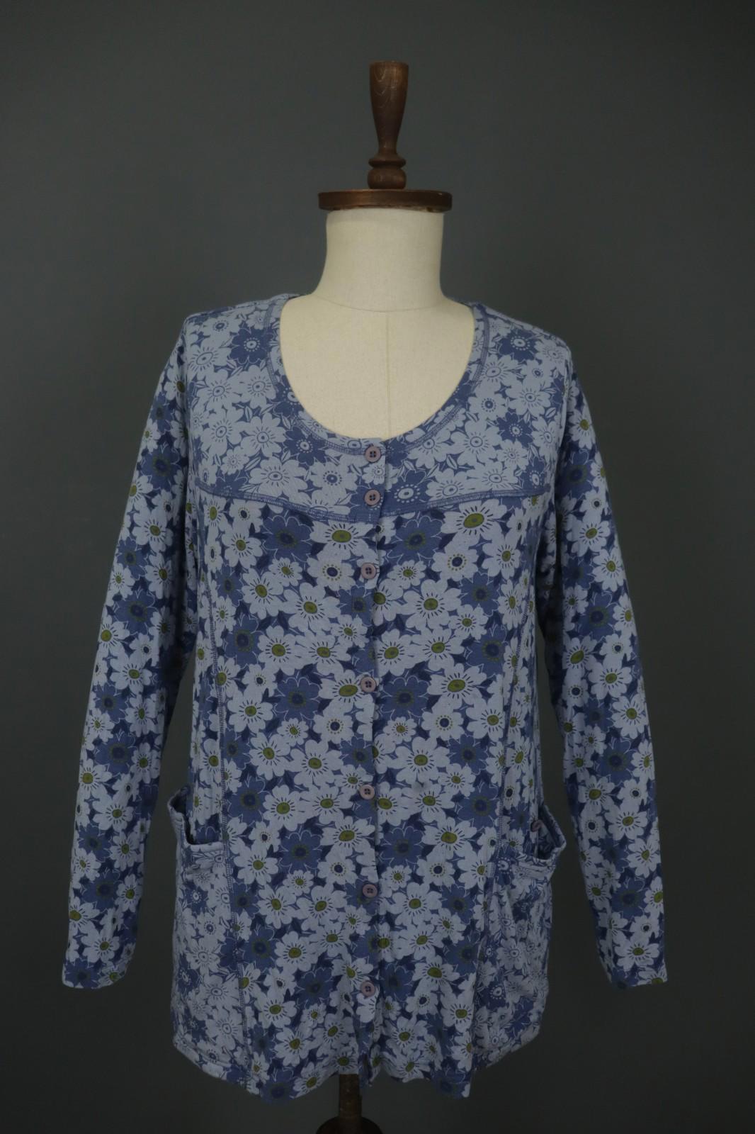 GUDRUN SJODEN Multi Floral Long Sleeve Round Neck Button Front Cardigan – Size M