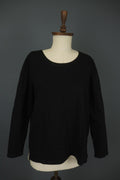GUDRUN SJODEN Black Cotton Long Sleeve Round Neck Slit Pullover Sweater – Size M