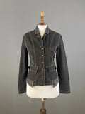 TRANSIT Jeans Black Elbow Patches Hand Print Custom Denim Jacket – Size M 2