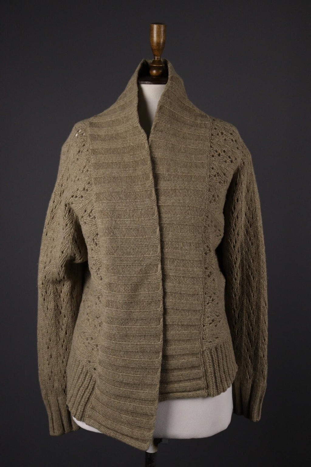 OSKA Brown Wool Knit Long Sleeve Drape Cardigan Sweater – Size 2