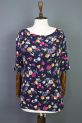 RALPH LAUREN BLACK LABEL Blue Floral 3/4 Sleeve Stretch Blouse Top – Size S