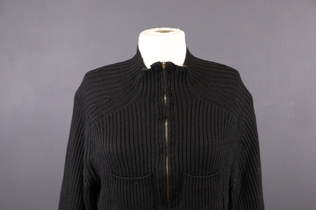 Kenzo Homme Black Vintage Merino Wool Full Zip Tight Knit Sweater – Size M