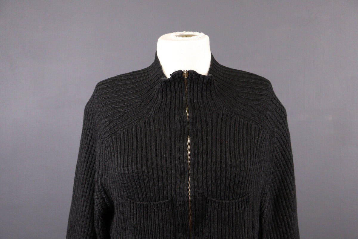 Kenzo Homme Black Vintage Merino Wool Full Zip Tight Knit Sweater – Size M