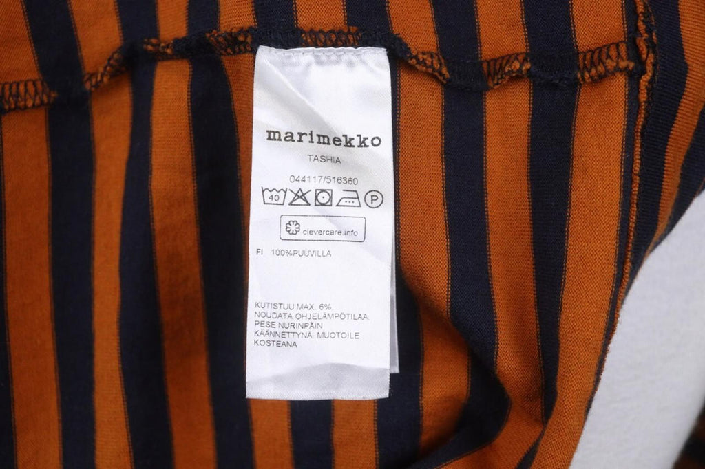 MARIMEKKO TASHIA Orange Black Striped Cotton Long Sleeve Shift Dress – Size XL
