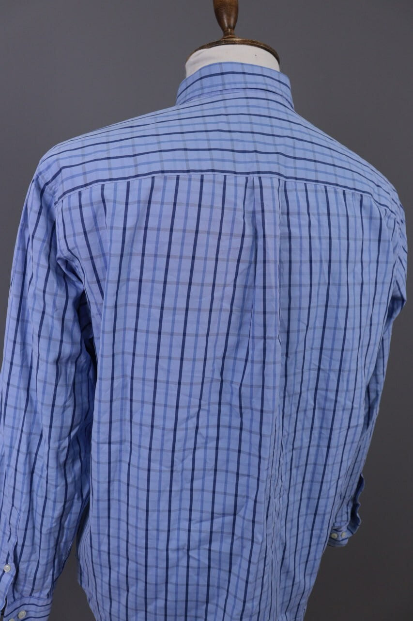 Burberry London Blue Check Long Sleeve Button Down Shirt – Size L