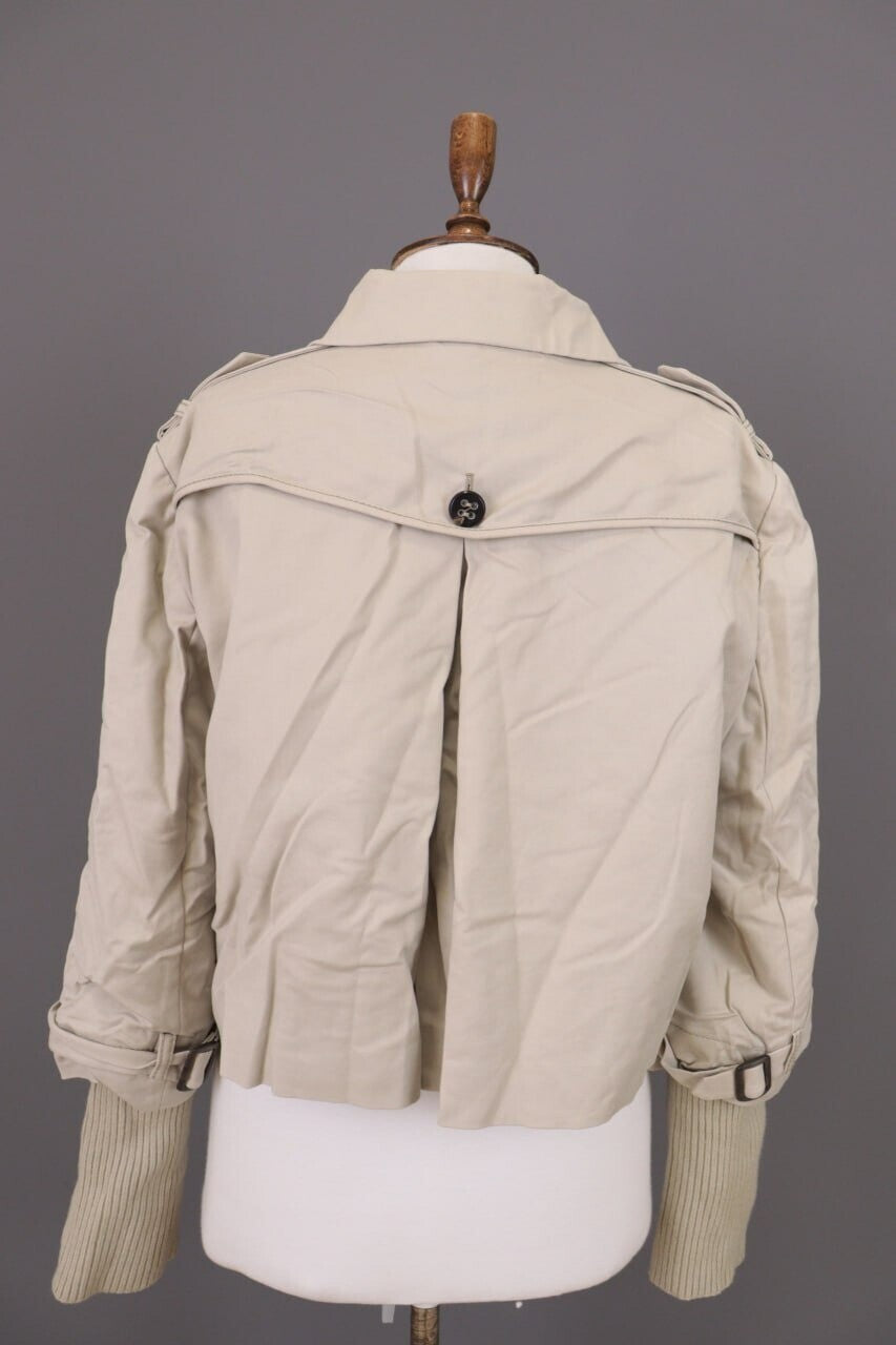Laurel Beige Double Breasted Designer Wool Cropped Coat Jacket – Size 44