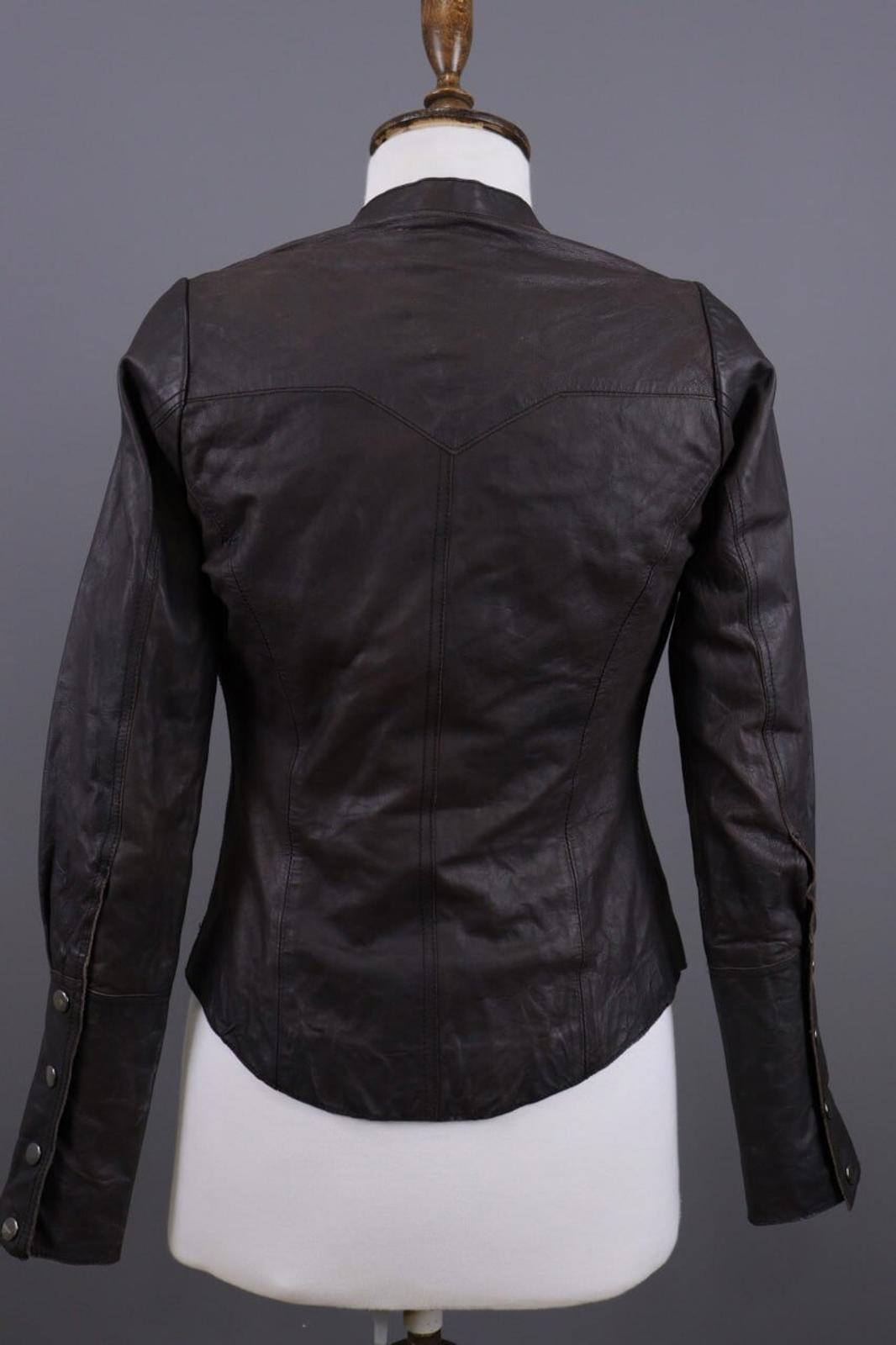 ALLSAINTS Brown Snap Leather Biker Jacket – Size XS
