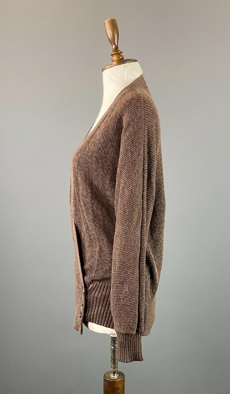 LAUREN RALPH LAUREN Brown Cotton Long Sleeve Cardigan Wrap Sweater – Size M