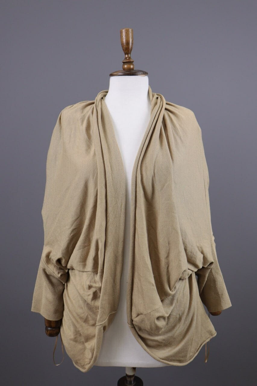 Lauren Ralph Lauren Beige Lagenlook Silk Open Front Cardigan Cape – Size L