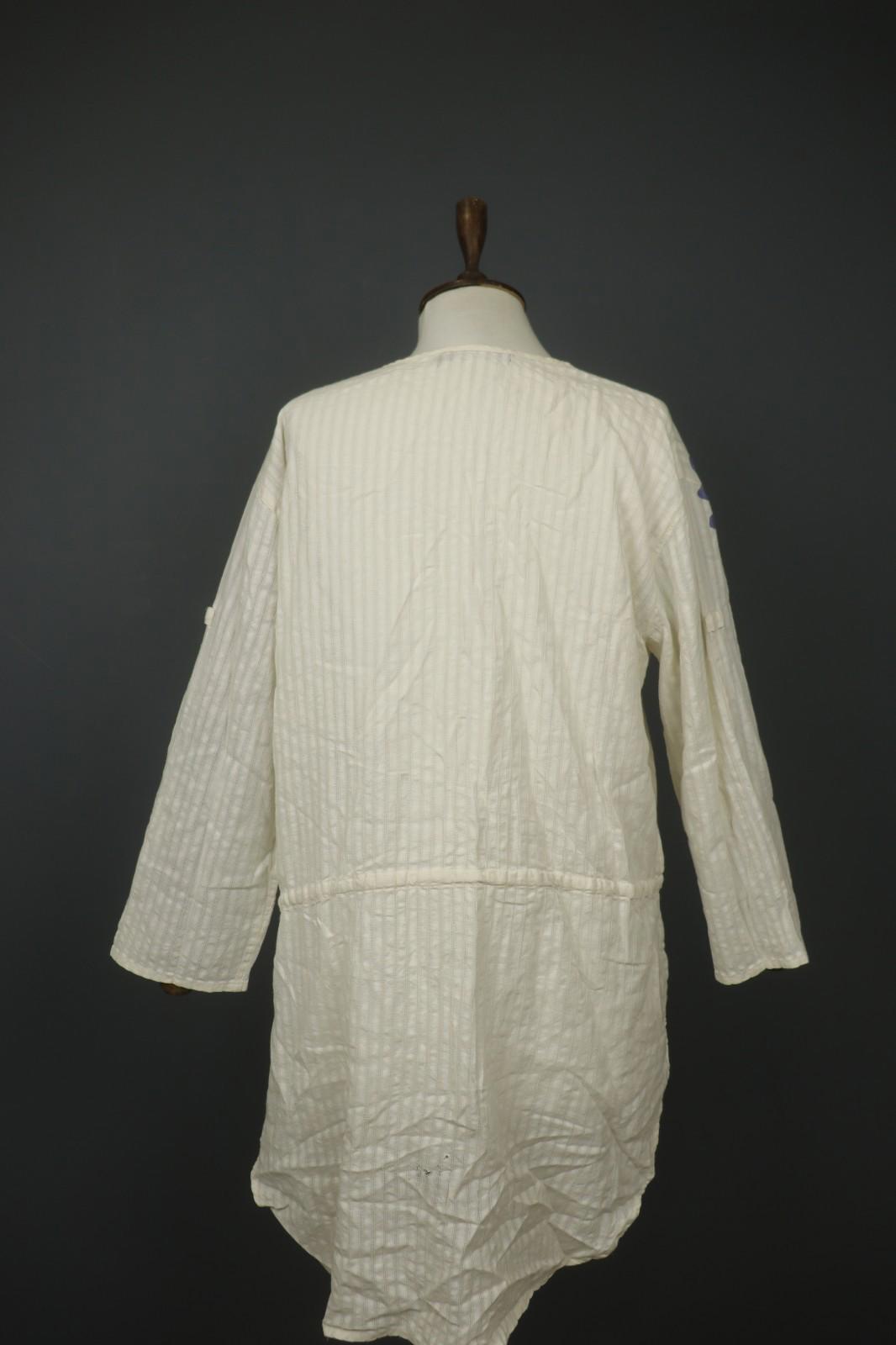GUDRUN SJÖDEN Ivory Cotton Long Sleeve Tie Waist Button Front Shirt Dress – Size S