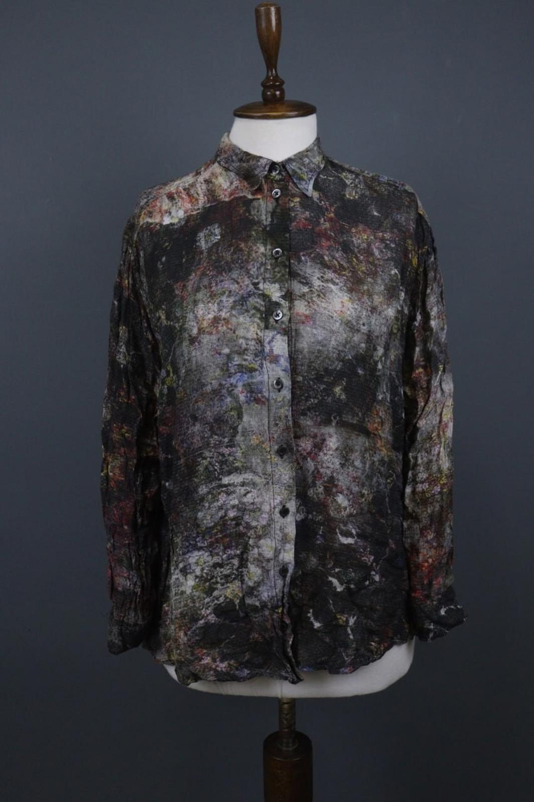 HIGH USE Multi Tie Dye Viscose Collar Long Sleeve Button Front Shirt Top – Size 6
