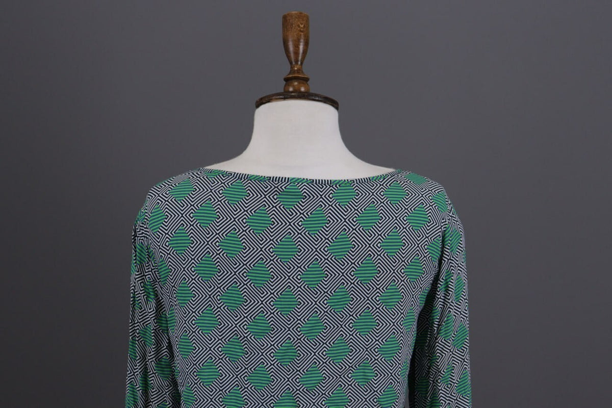 Emily Van Den Bergh Green Geometric Summer Long Sleeve Shirt Top – Size 38