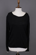 VERSACE COLLECTION Black Merino Wool Knit Long Sleeve Top Tunic Shirt – Size M